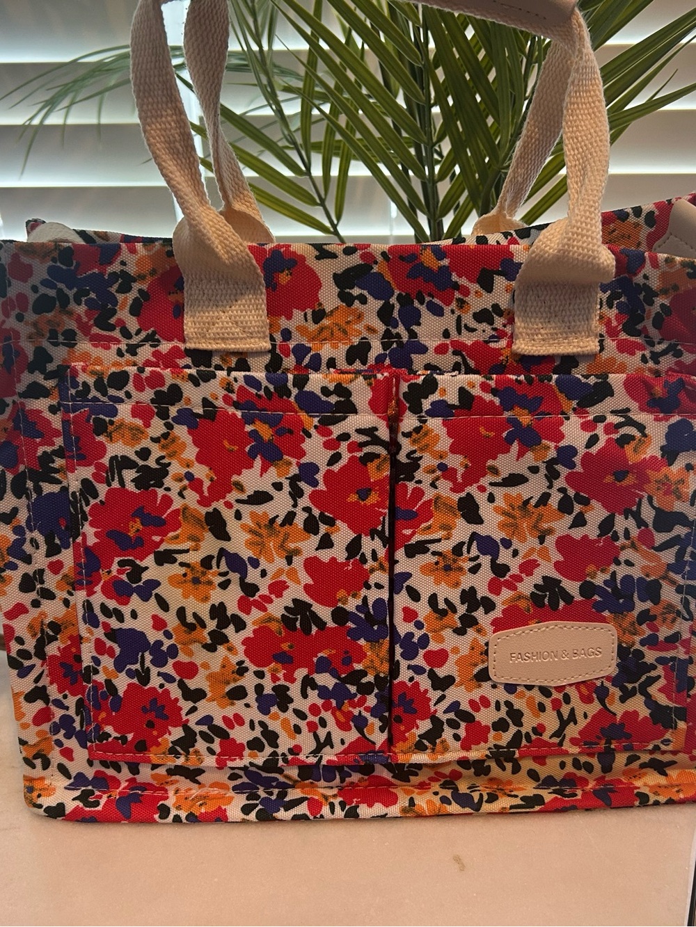 Women's Floral Canvas Tote Bag - Red Multi